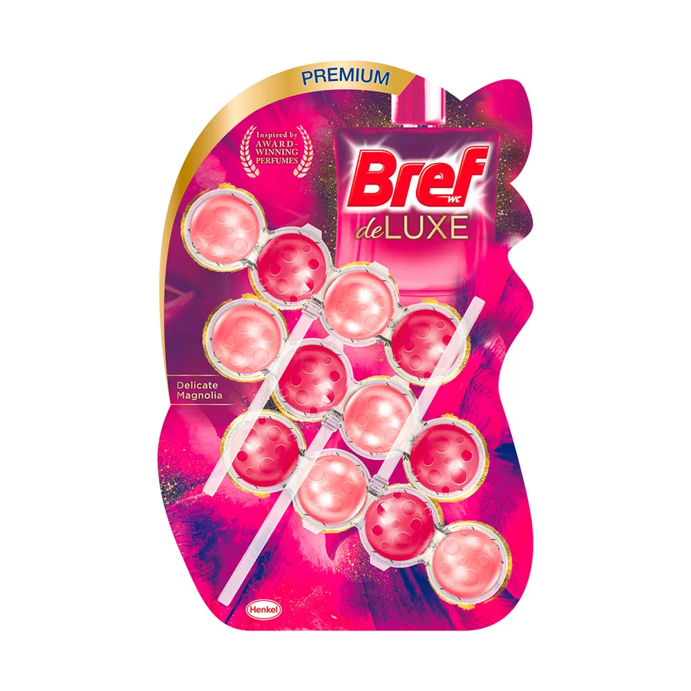 Bref Deluxe tuhý WC blok Delicate Magnolia 3×50 g, WC blok