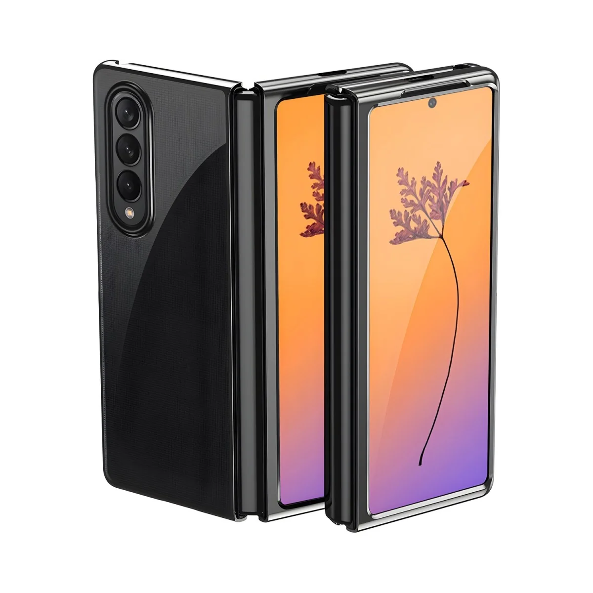 Priehľadné pevné puzdro pre Samsung Galaxy Z Fold 4 Čierna
