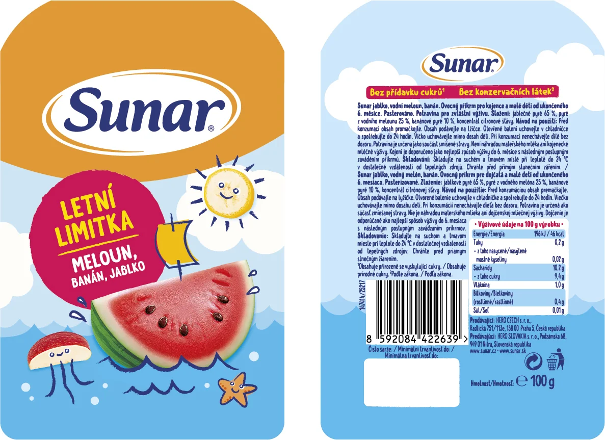 Sunar Ovocná kapsička Melón, 6m+ 100 g