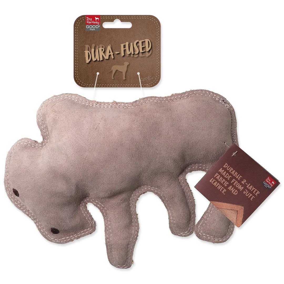 Hračka Dog Fantasy Dura-fused bizón pískací, koža a juta 28cm