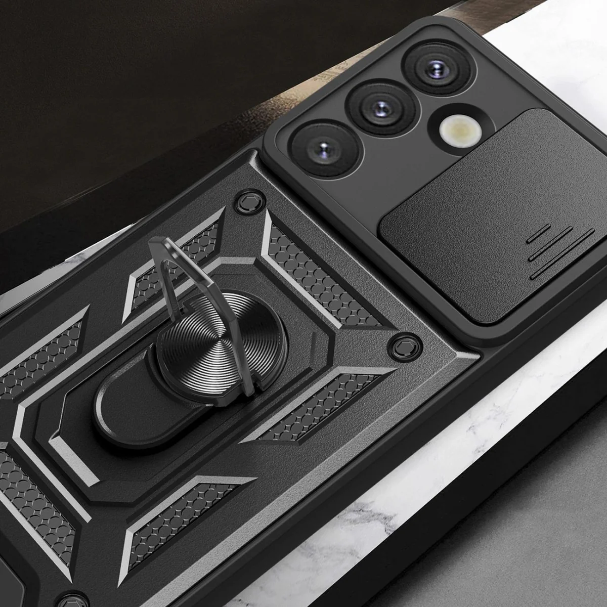 MG Hybrid Armor Camshield kryt na Samsung Galaxy S25, čierny