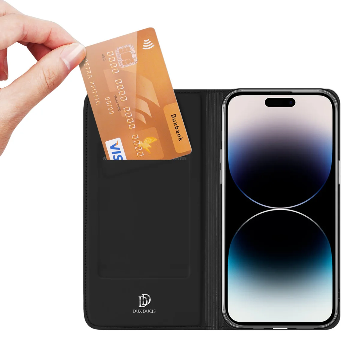 Dux Ducis Skin Pro knižkové puzdro na iPhone 15 Pro Max, čierne