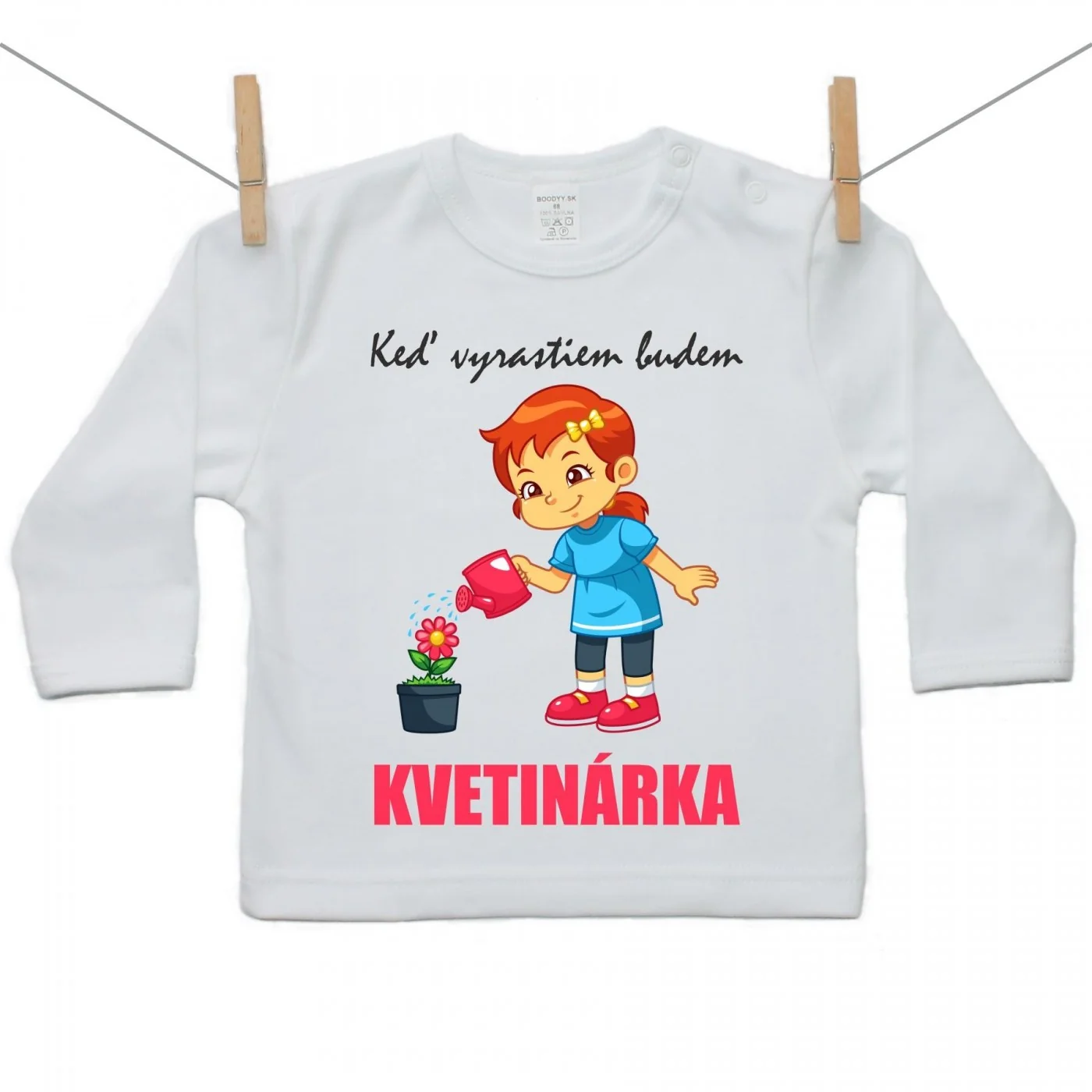 Boodyy Tričko s dlhým rukávom Keď vyrastiem budem kvetinárka Veľkosť: 86