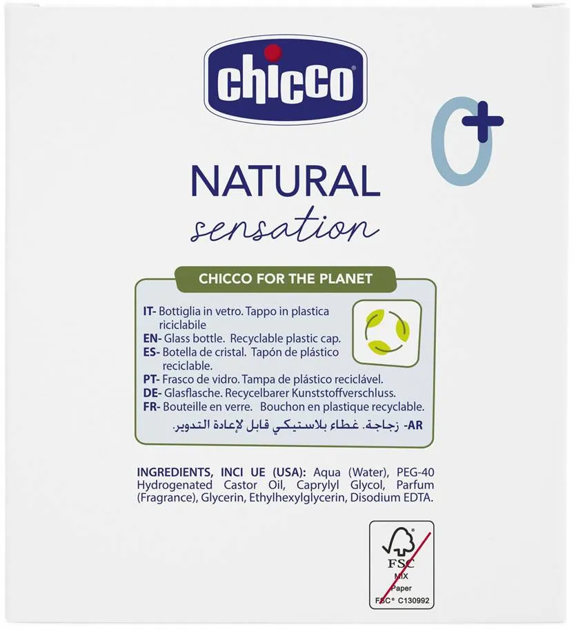 CHICCO Voda detská parmufovaná Natural Sensation 100ml, 0m+ 1×100 ml, detská parfumovaná voda