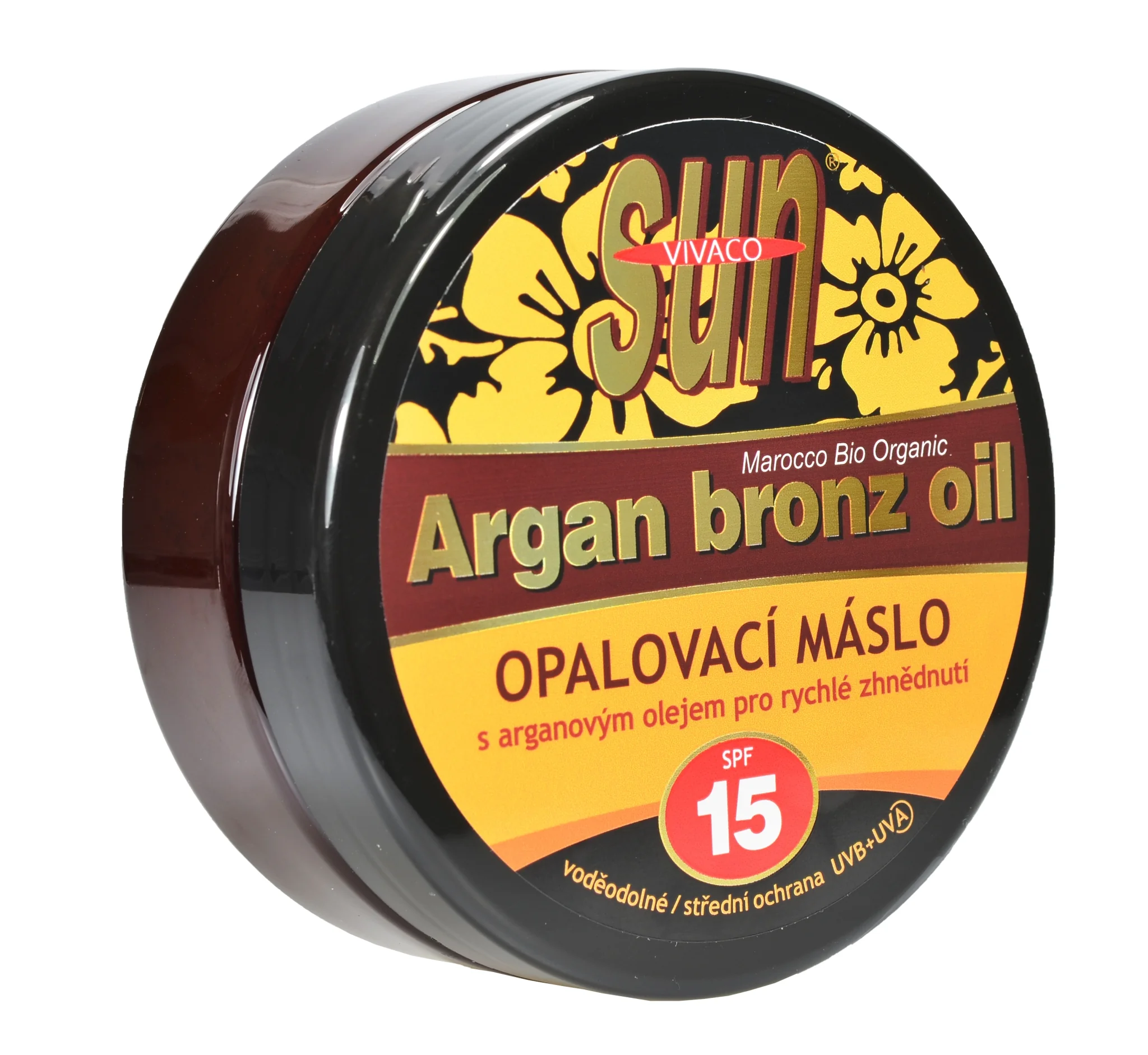 VIVACO SUN ARGAN BRONZ opaľovacie maslo SPF15 s argánovým olejom 1×200 ml, vodeodolné