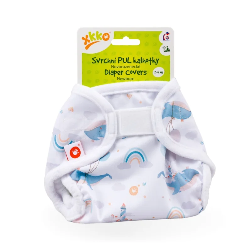 XKKO Vrchné plienkové nohavičky Newborn - Sky Whale PULDCNB26