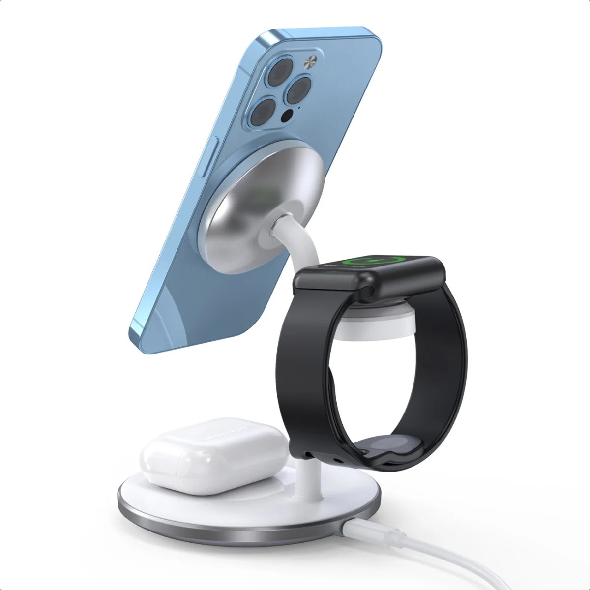 Choetech T585 MagSafe bezdrôtová nabíjačka na mobil / Apple Watch / Ai rpods, biela