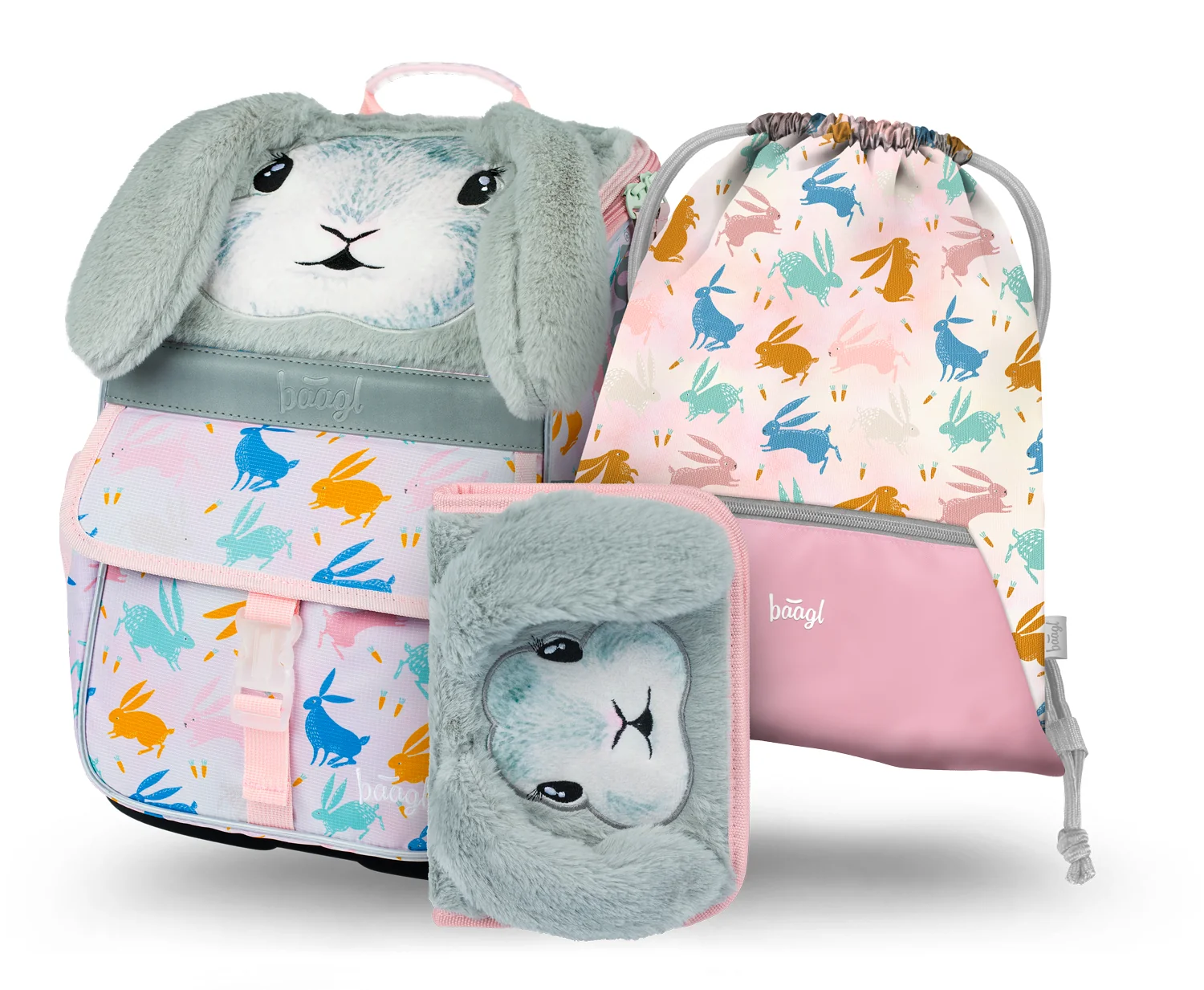 Baagl Zippy Bunny školský set 3-dielny: aktovka, peračník, vrecko