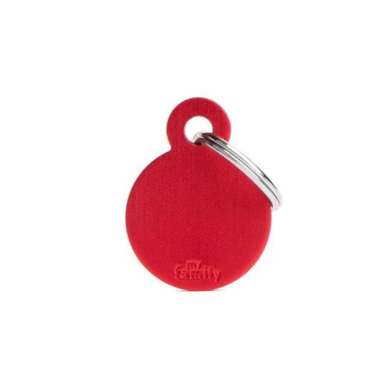 MF SMALL ROUND ALUMINUM RED 2,85x2,15 cm gravírovateľný prívesok