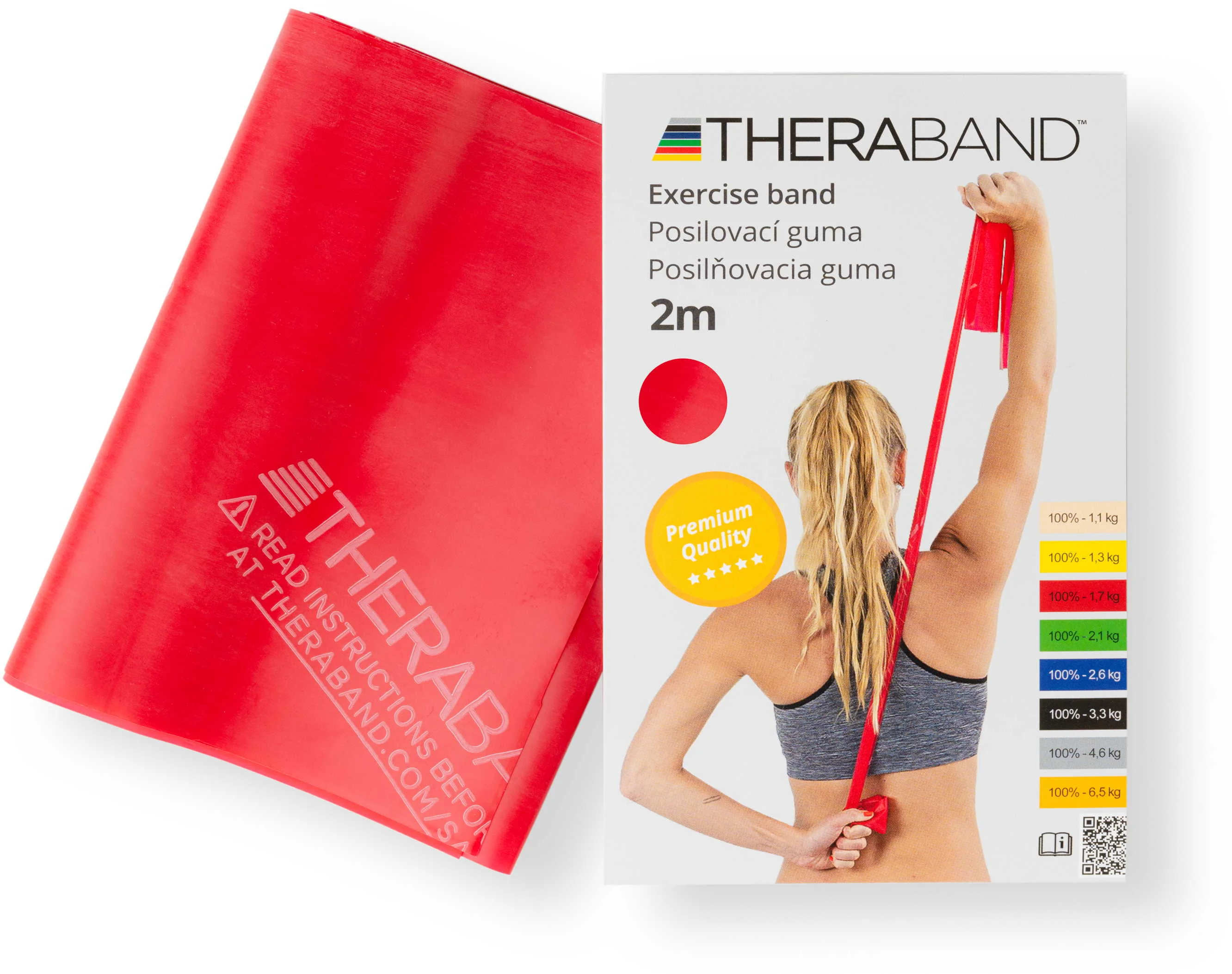 Thera-Band posilňovacia guma 2 m, červená, stredne silná 1 ks