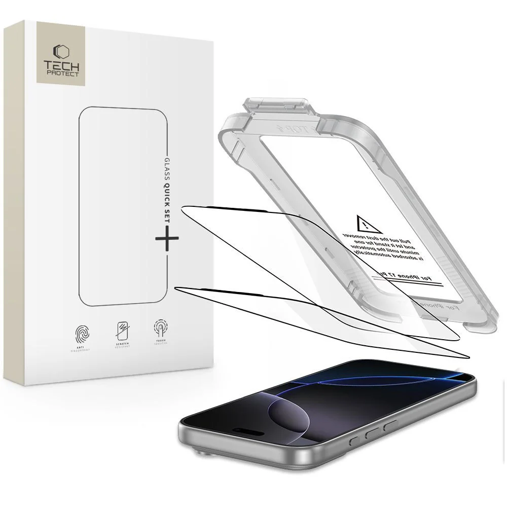 Tech-Protect Quick Set 2x ochranné sklo na iPhone 17 Pro, čierne