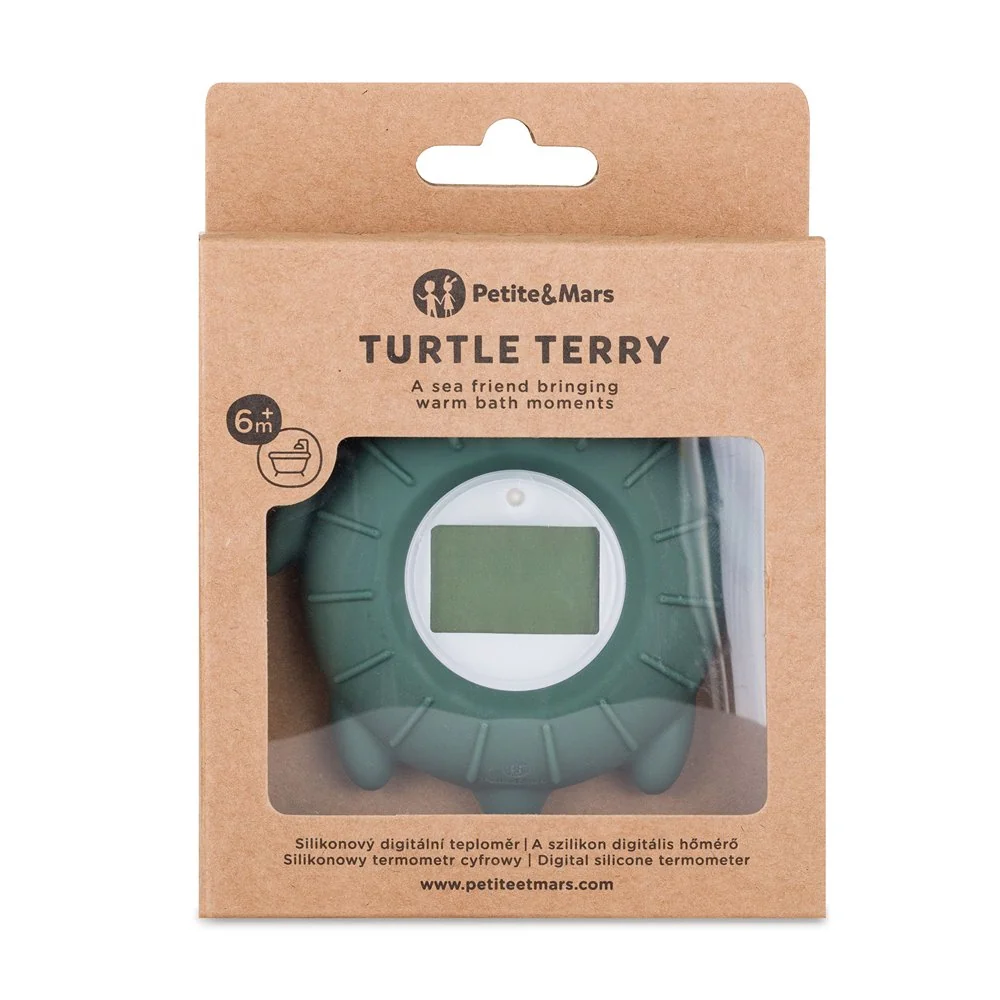 Teplomer silikónový digitálny do vody Turtle Terry Misty Green 0m+