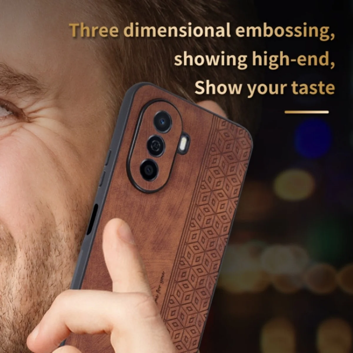 Puzdro Embossed Case pre Huawei Nova Y70 - Hnedá