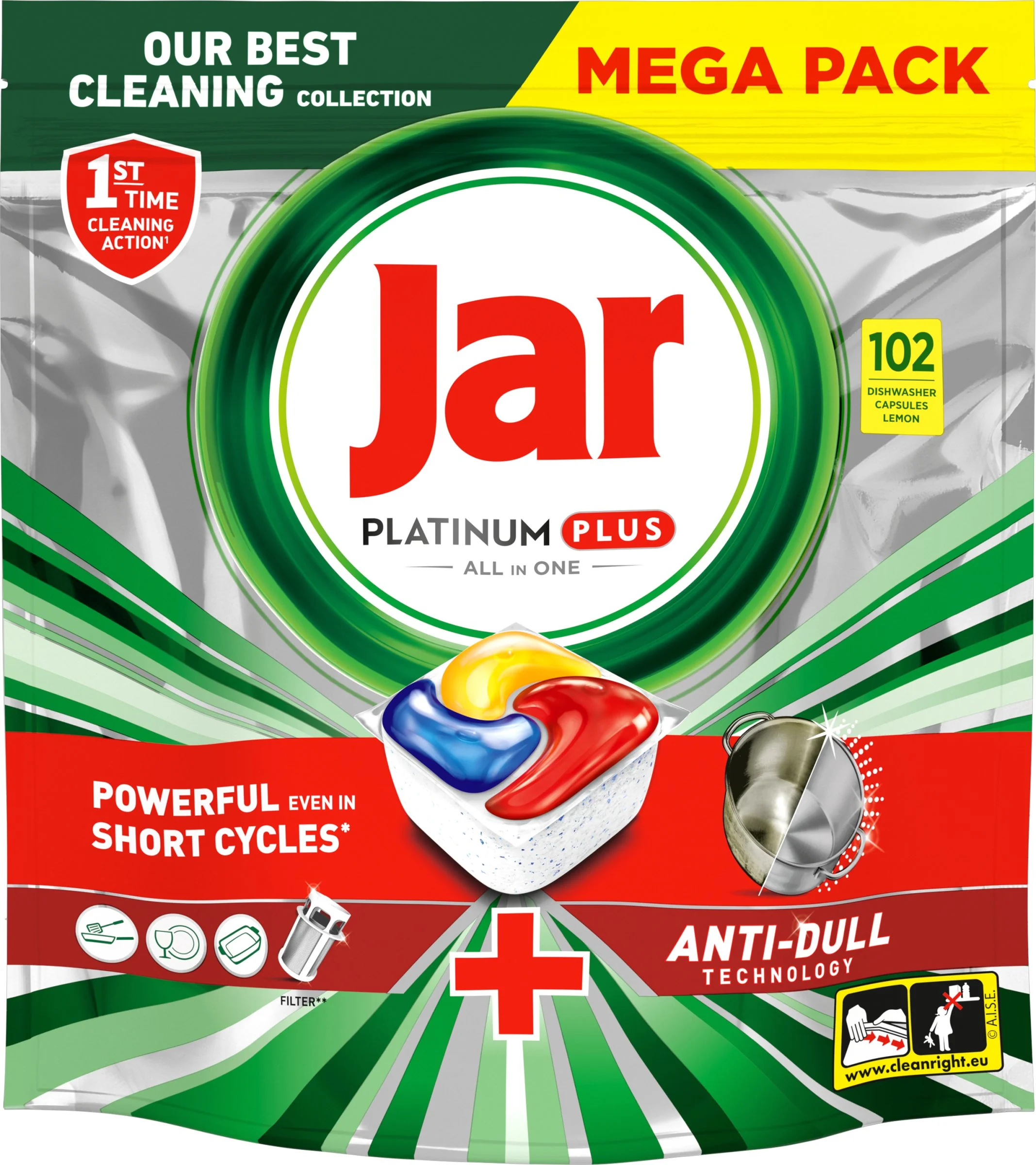 Jar Platinum Plus Lemon 102ks 1×102 ks, kapsule do umývačky