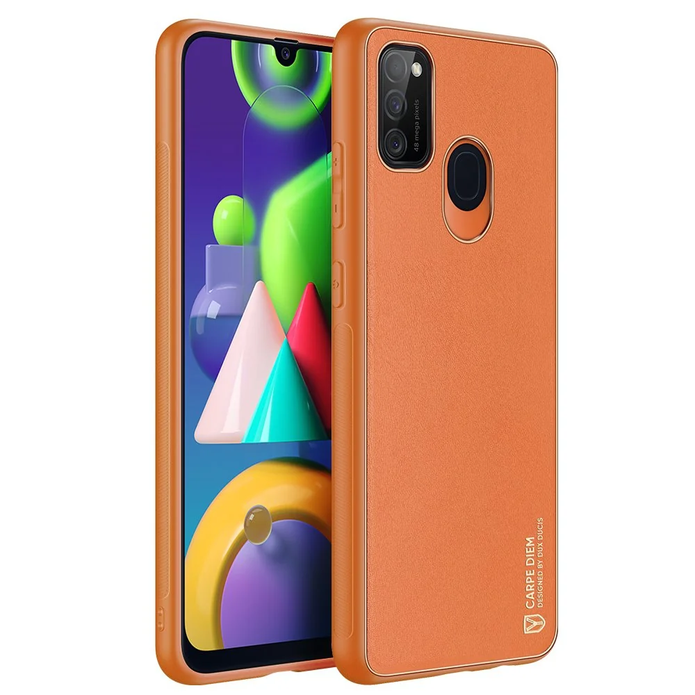 DUX DUCIS Yolo kožený kryt na Samsung Galaxy M30s, oranžový 