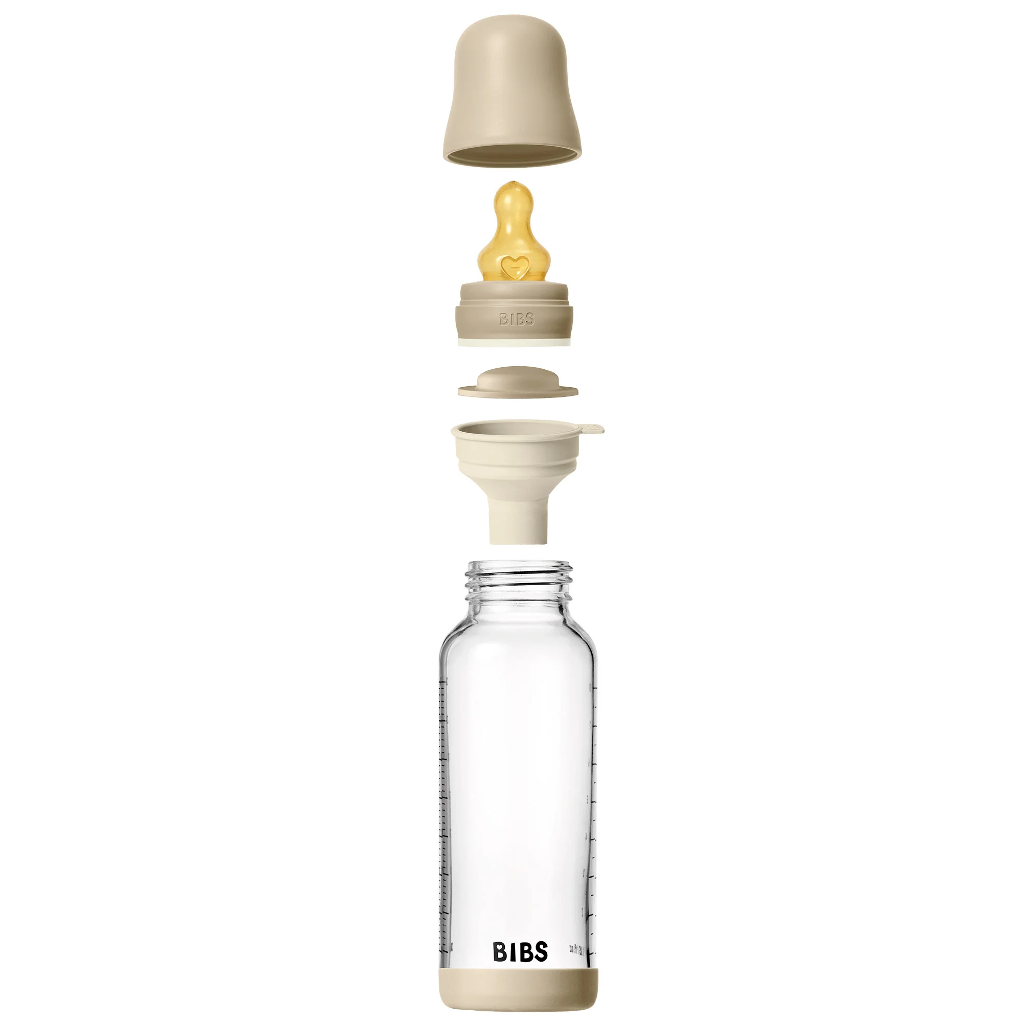 BIBS nočná antikoliková sklenená fľaša s kaučukovým cumlíkom 240ml Vanilla