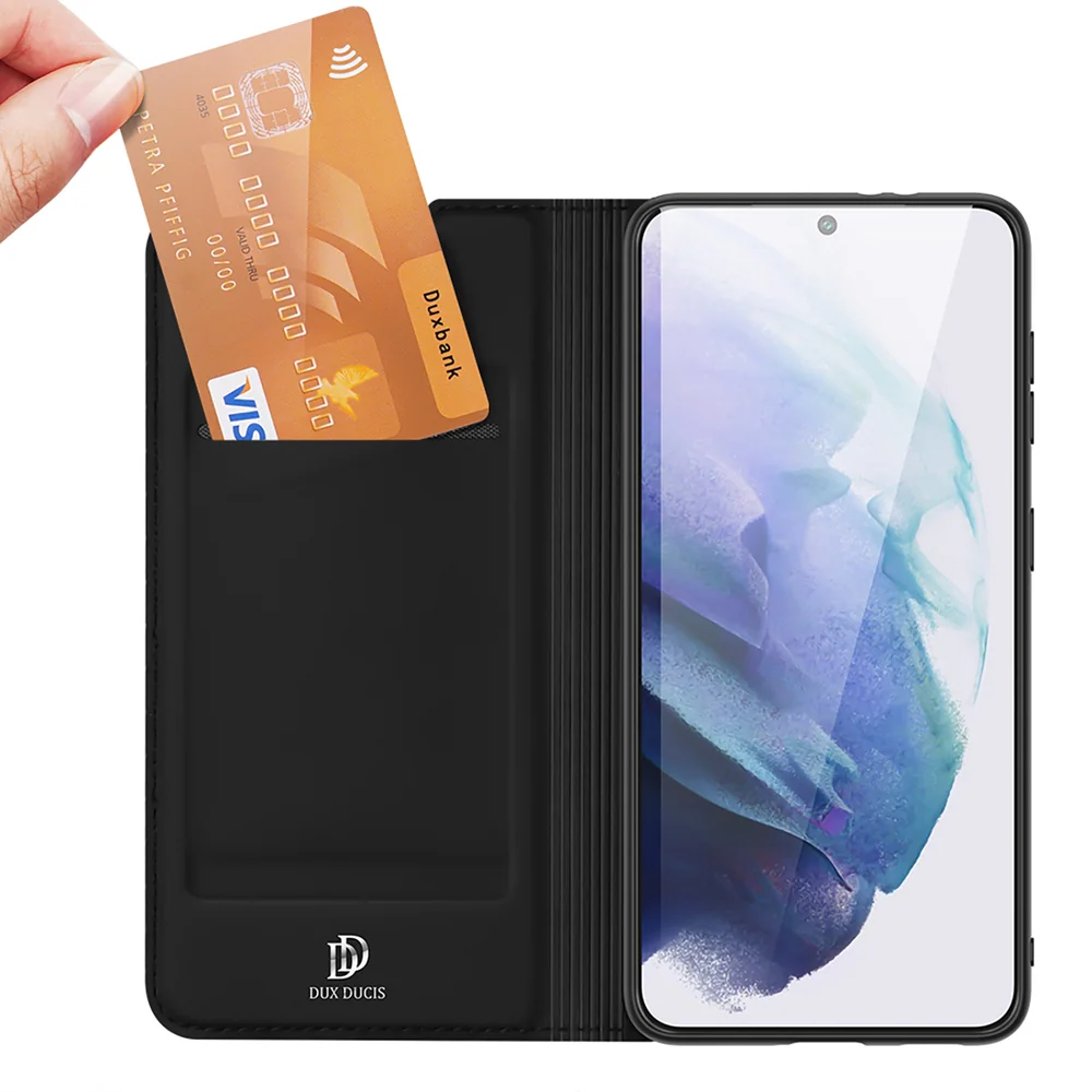 DUX DUCIS Skin Pro knižkové kožené puzdro na Samsung Galaxy S22 Plus,čierne čierne