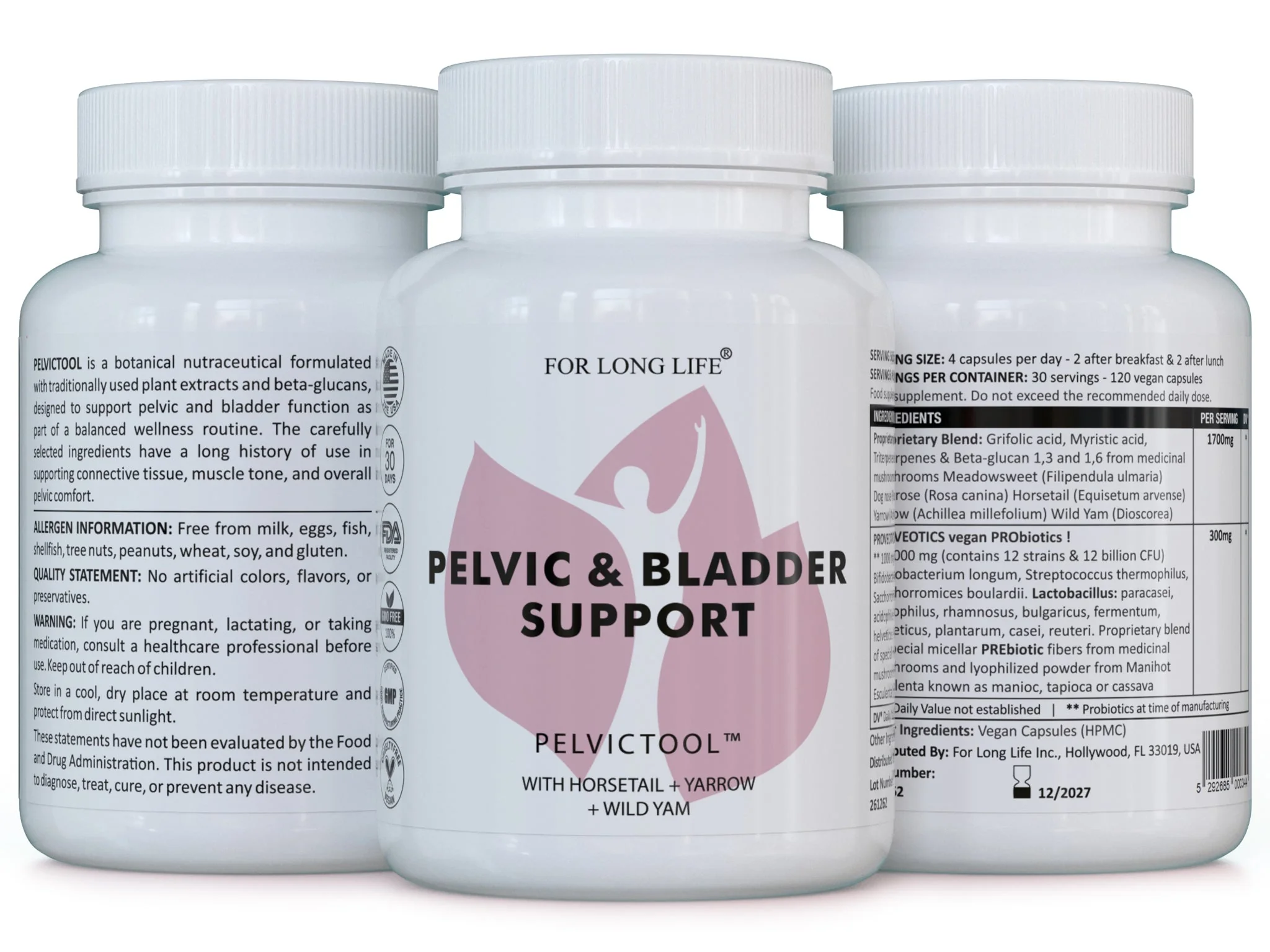 For Long Life PELVIC TOOL komplex pre ženské zdravie, menštruačný komfort a močové cesty Komplex pre ženský komfort a močový mechúr