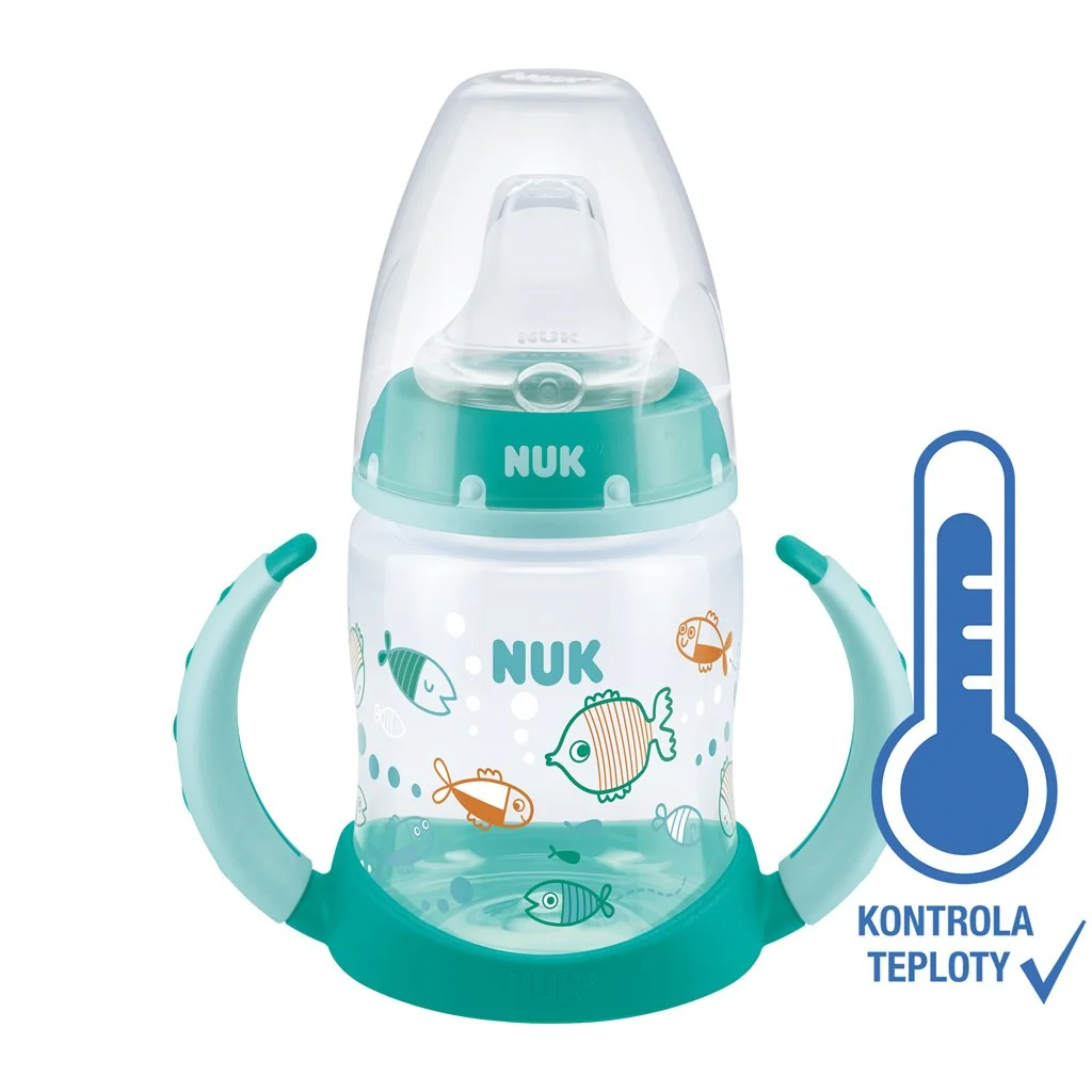 Dojčenská fľaša na učenie NUK s kontrolou teploty 150 ml zelená