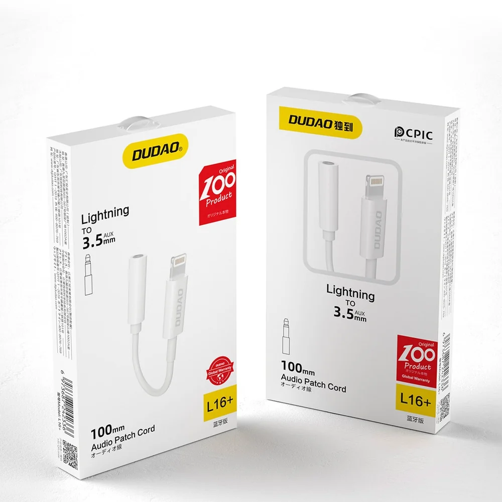 Audio adaptér Lightning na 3,5 mm jack - 10 cm - Biela