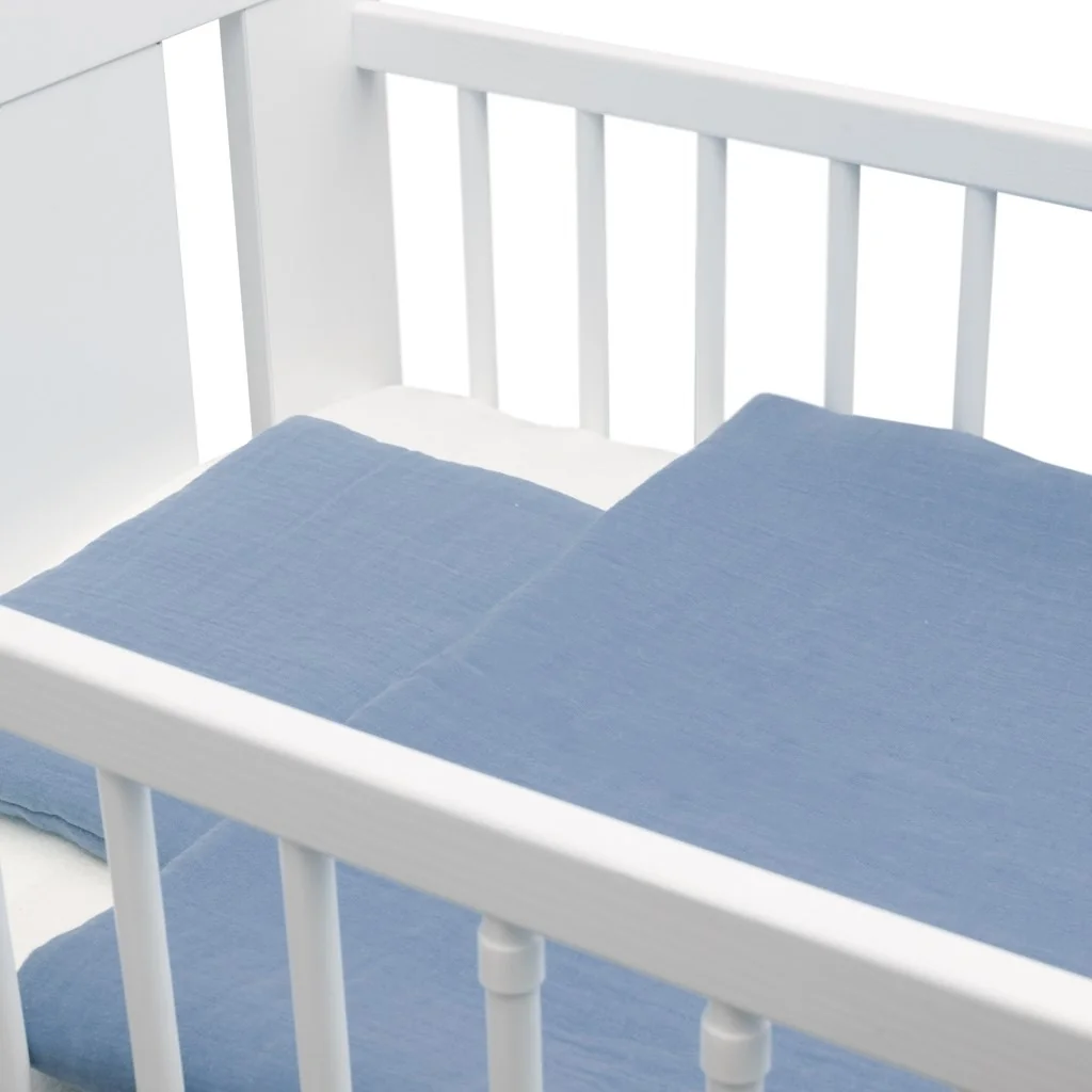 Mušelínový set do postieľky s výplňou New Baby 100x70 cm modrý