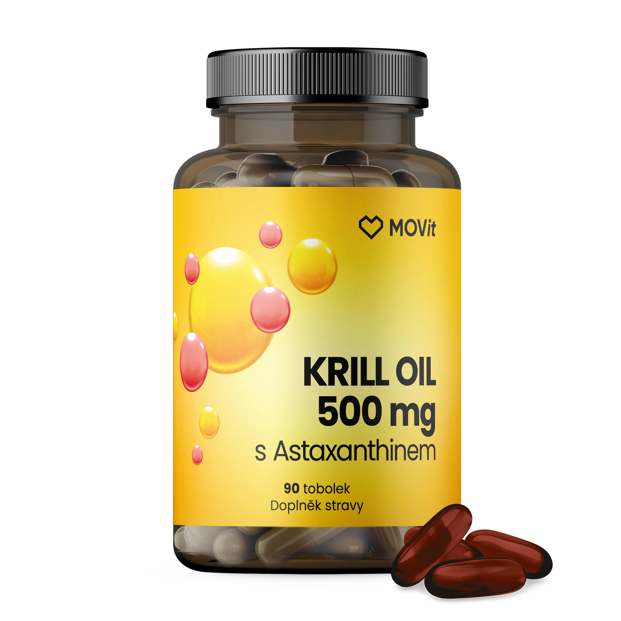 MOVit Omega Krill Oil 500 mg s Astaxanthinom, 90 toboliek 90 tbl