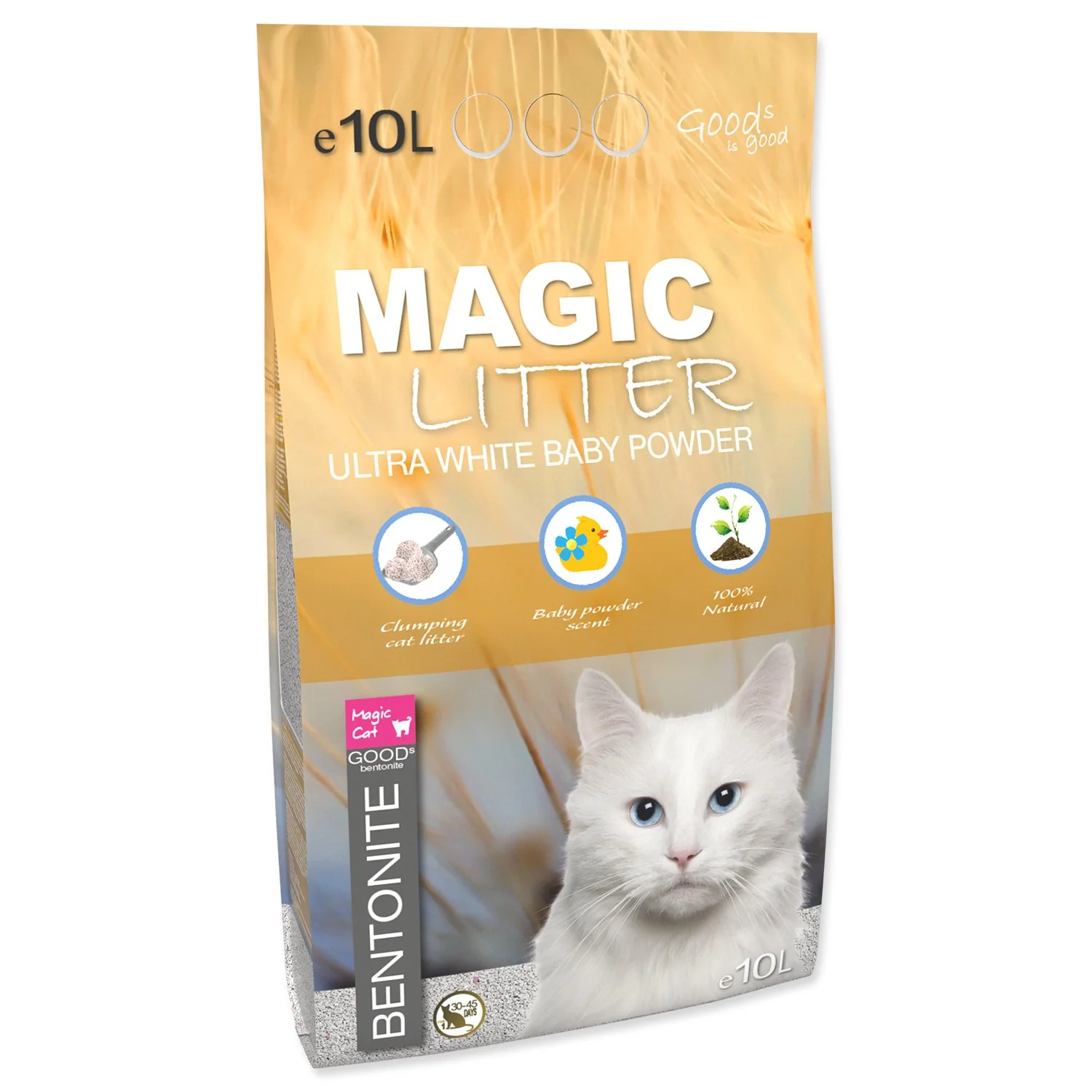 Podstielka Litter Bentonite Ultra White Baby Powder 10L/9kg 10L/9kg