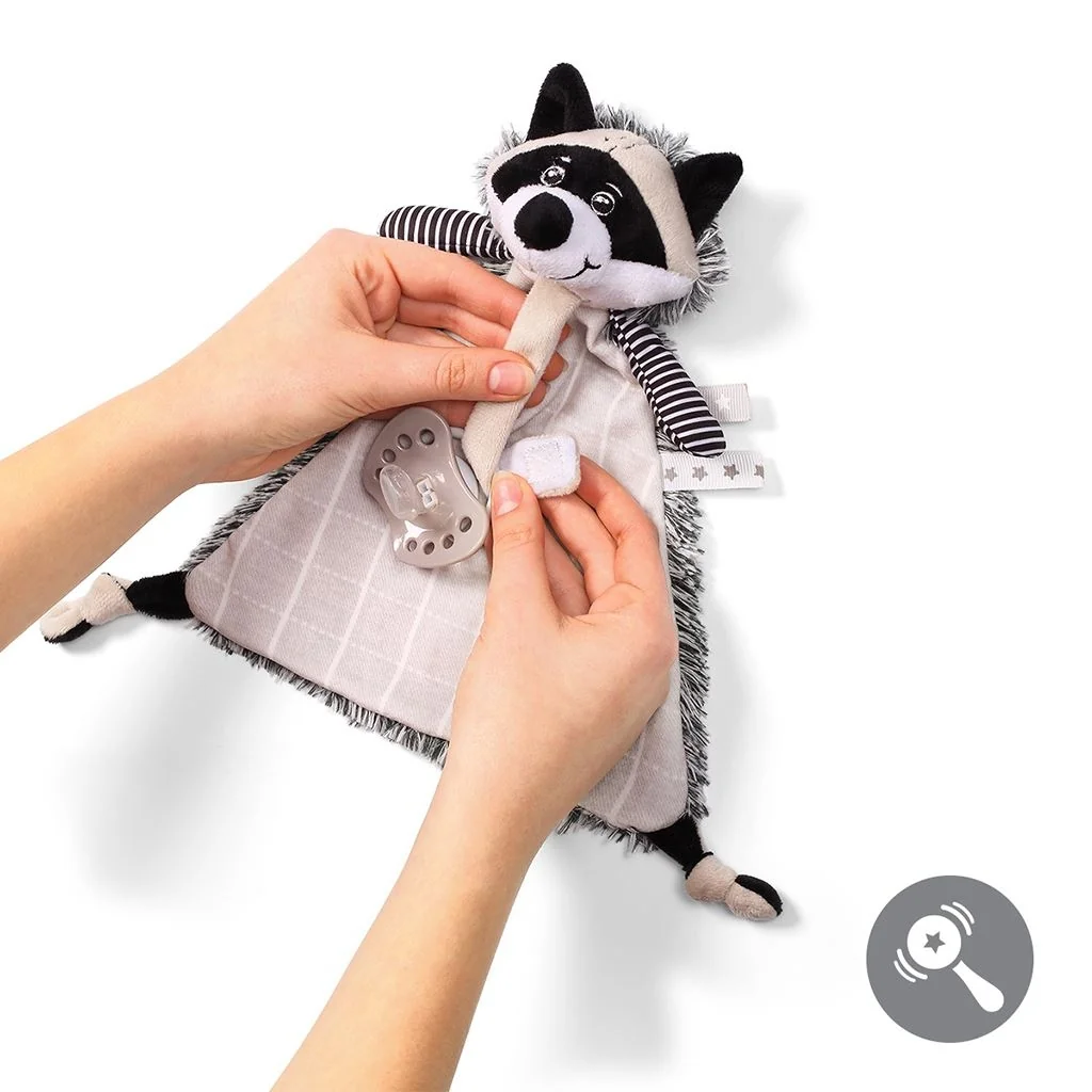 Uspávačik Baby Ono Otter Racoon Rocky s pútkom pre cumlík ,