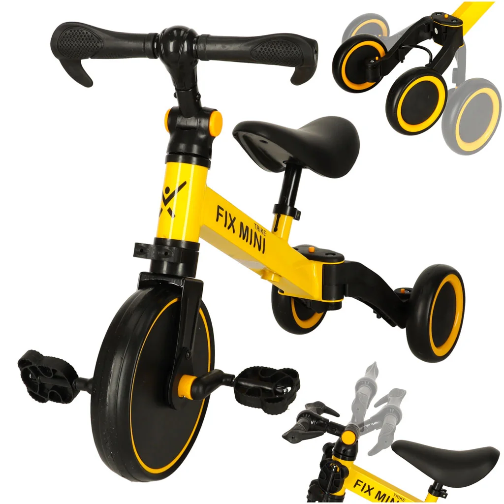 Detský bicykel 3v1 Trike Fix Mini s pedálmi – žltá