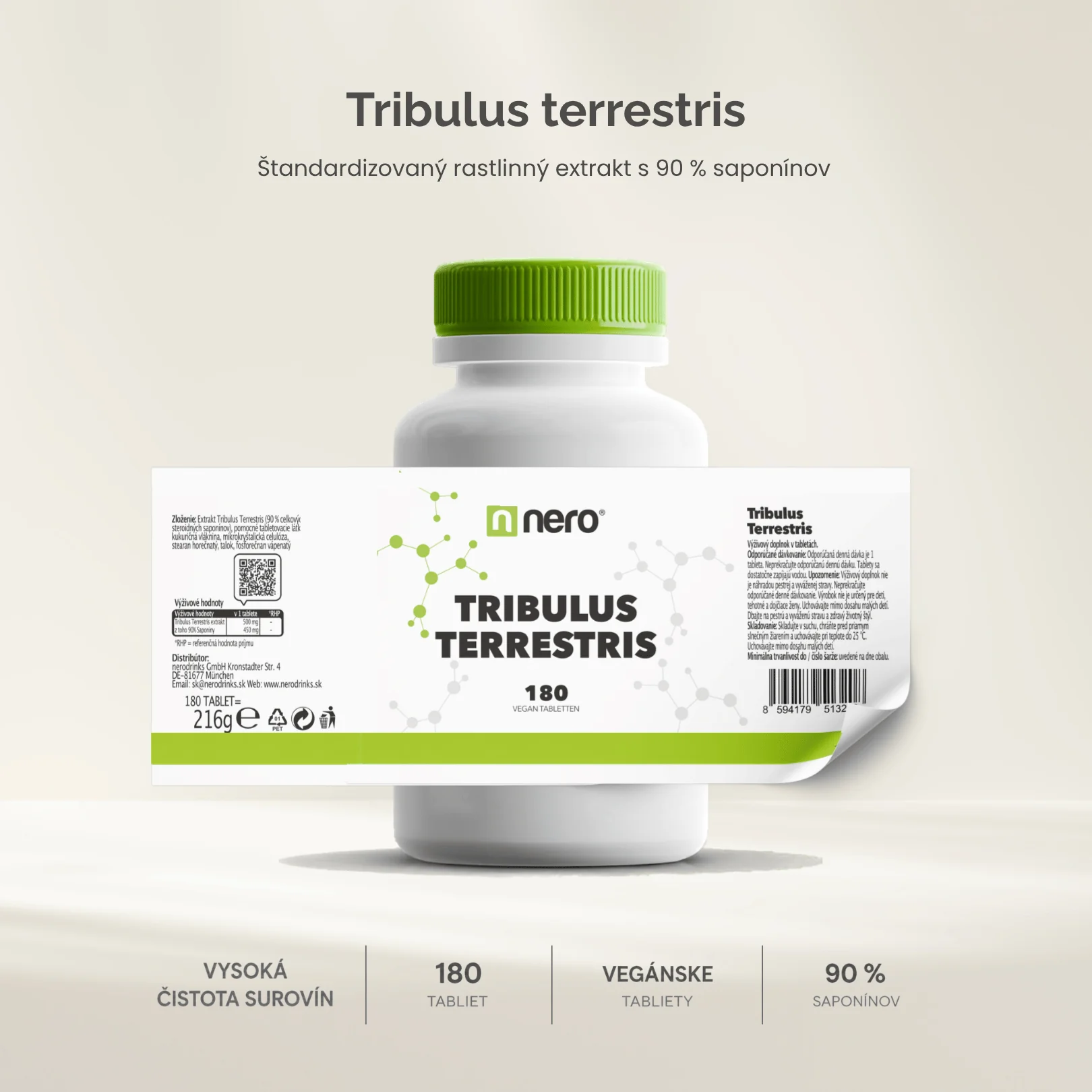 NERO Tribulus Terrestris 500 mg Kotvičník zemný 180 tabliet