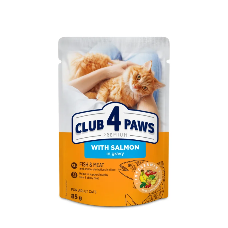 CLUB 4 PAWS Premium S lososom v omáčke 85 g (3616)