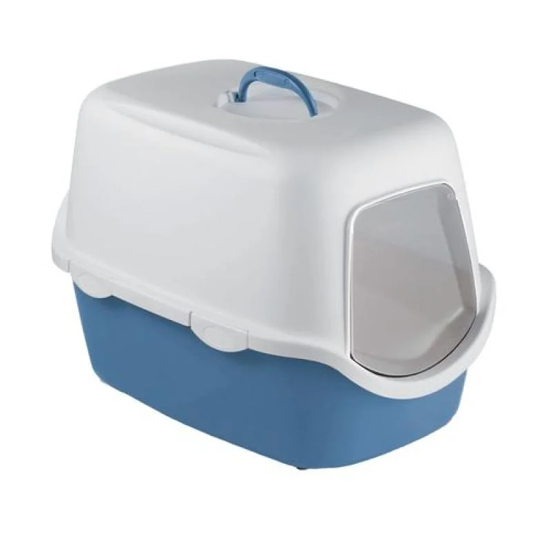 STEFANPLAST CATHY krytá mačacia toaleta modrá s bielou 56x40x40cm