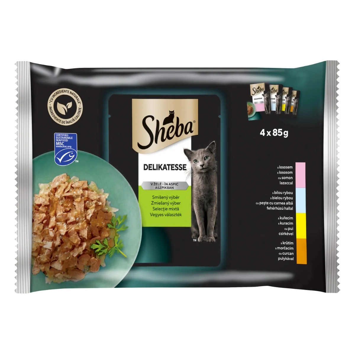 SHEBA Kapsička pre mačky Mixovaný výber 1×4ks, kapsička pre mačky mix