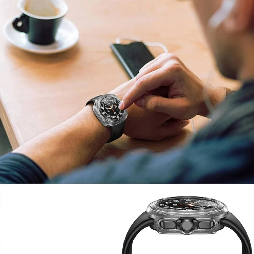 Tech-Protect Defense puzdro so sklom na Samsung Galaxy Watch 8 Classic (46mm), priesvitné