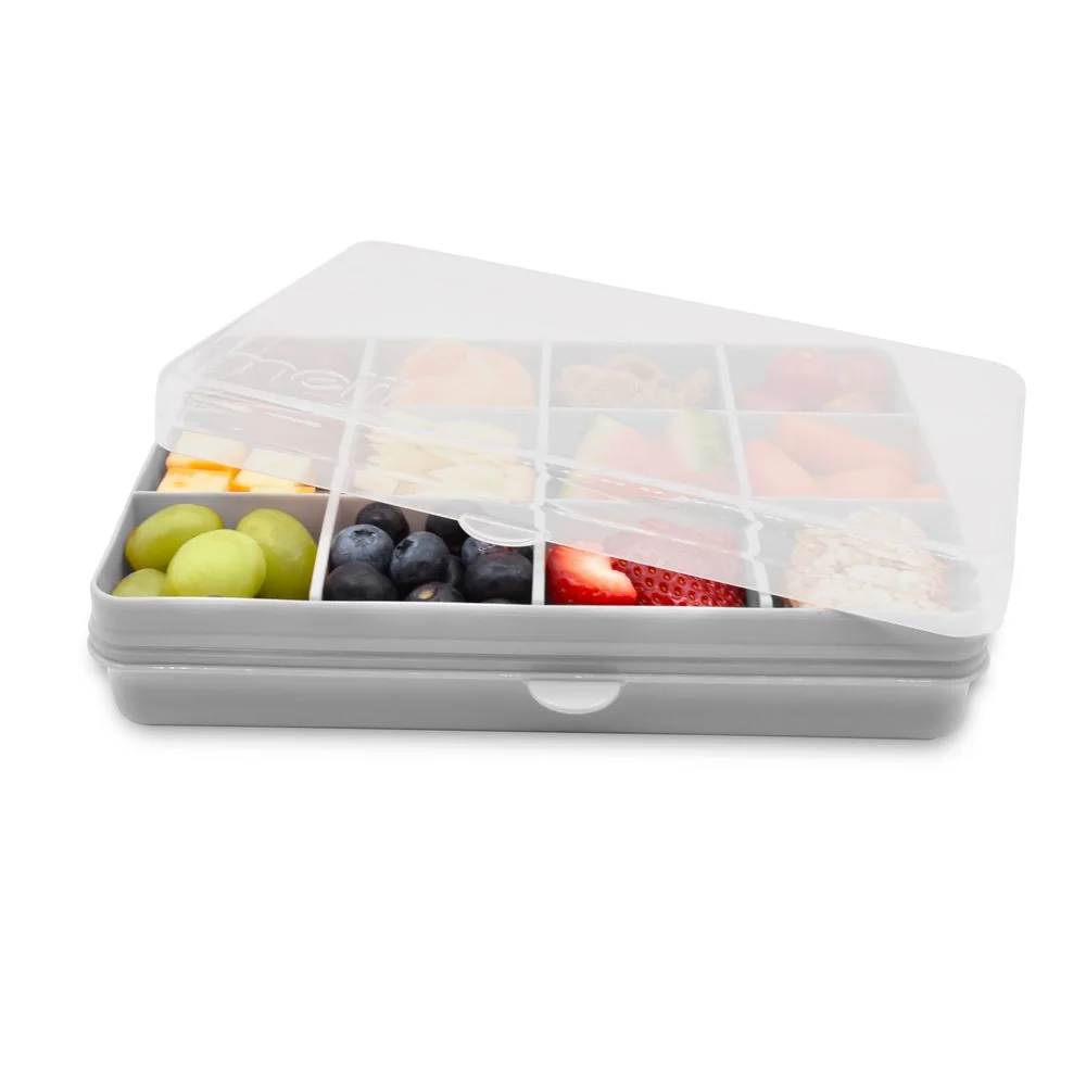 Snackle Box krabička na desiatu 1368 ml sivá, 12 priehradiek