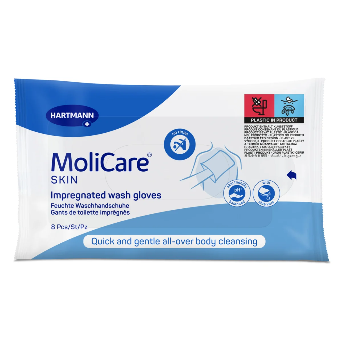 MoliCare SKIN Napustené umývacie rukavice 1×8 ks, modrá rada