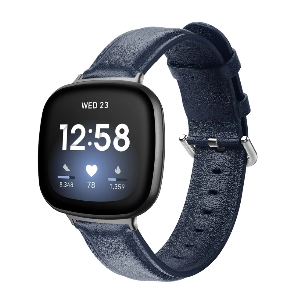BStrap Leather Lux remienok na Fitbit Versa 3 navy blue