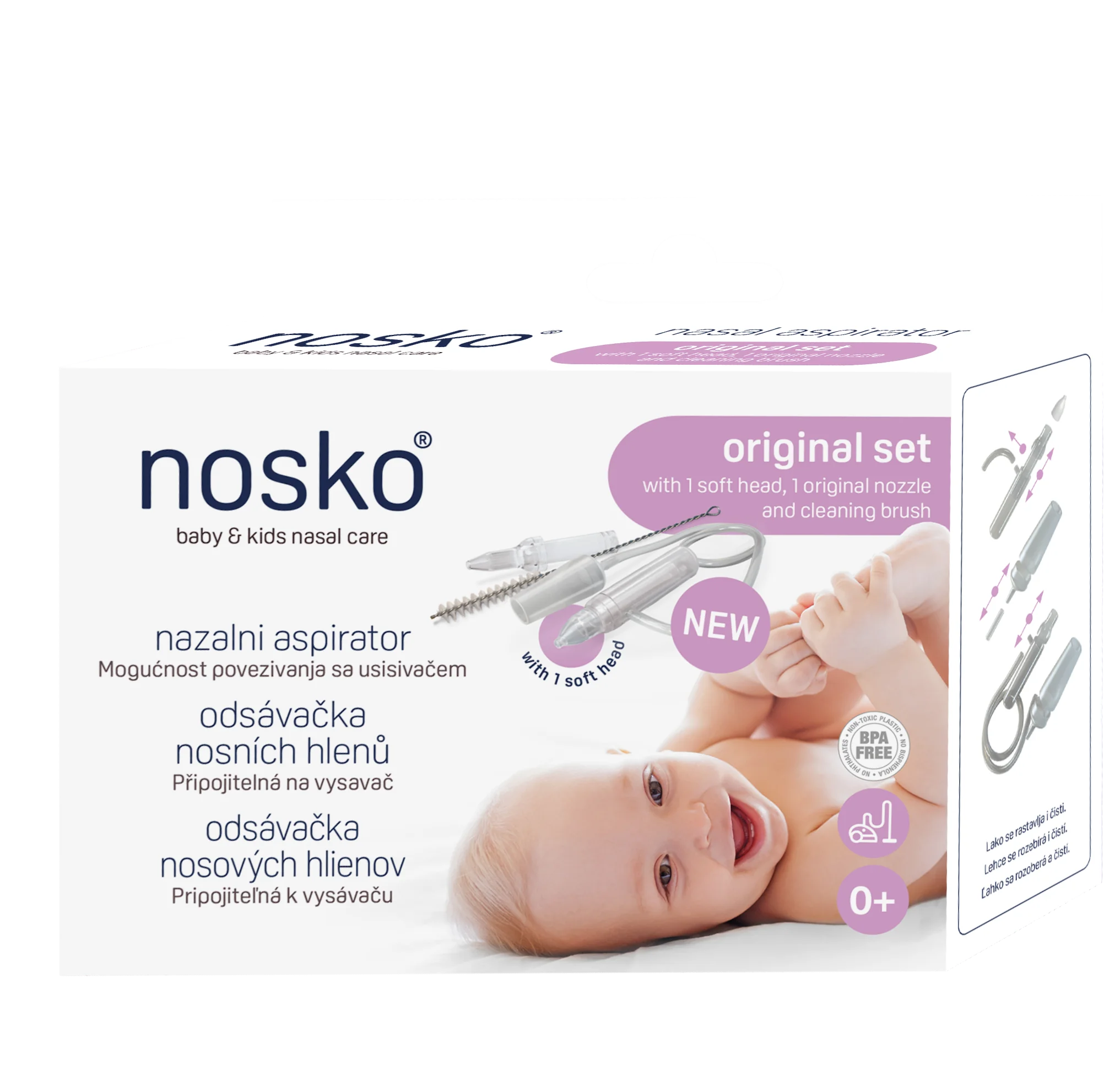Nosko - Original Set, odsávačka nosových hlienov (1 mäkká hlavica, 1 hlavica original + kefa na čistenie) 1 set