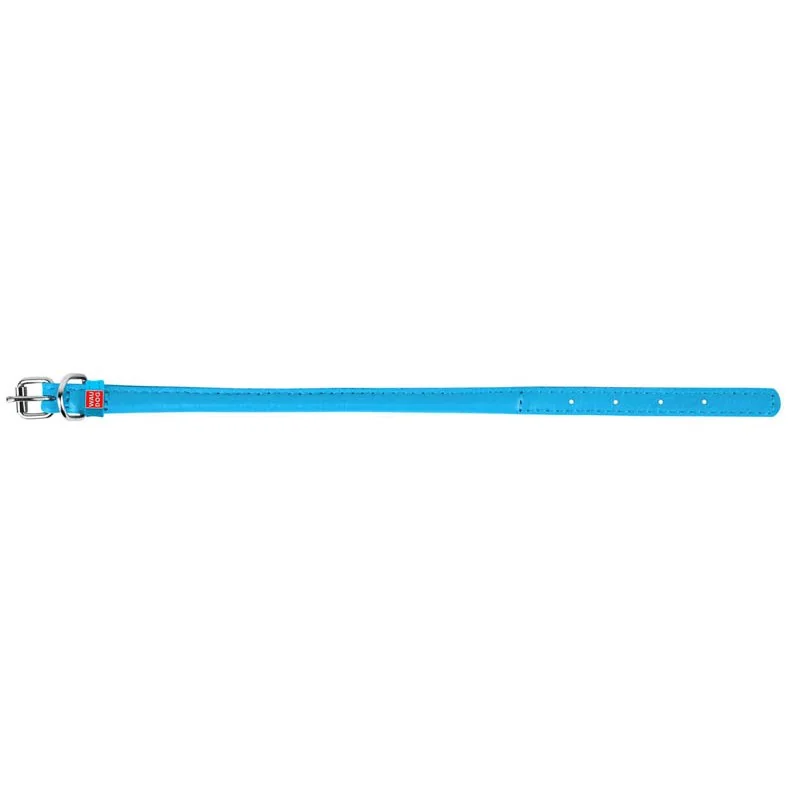 Okrúhly kožený obojok modrý, Obvod krku: 20-25cm, šírka obojku: 6mm