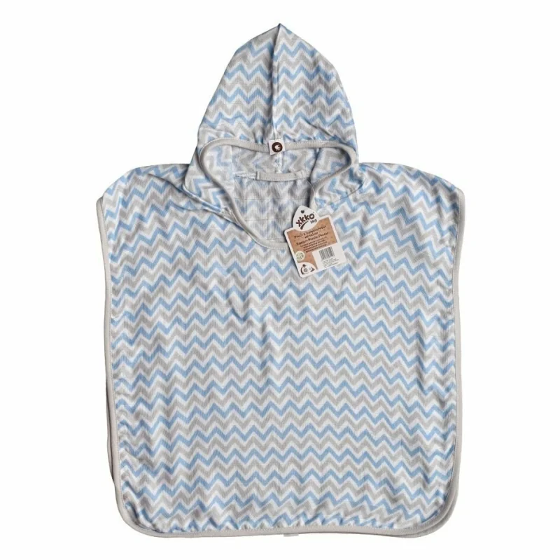 XKKO BMB bambusové pončo Scandinavian Chevron, baby modrá, 2-3 roky