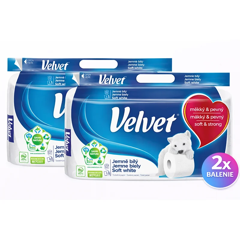 VELVET 2x toalentný papier SET 3vr/8ks harmanček 2x Velvet Toaletný paier