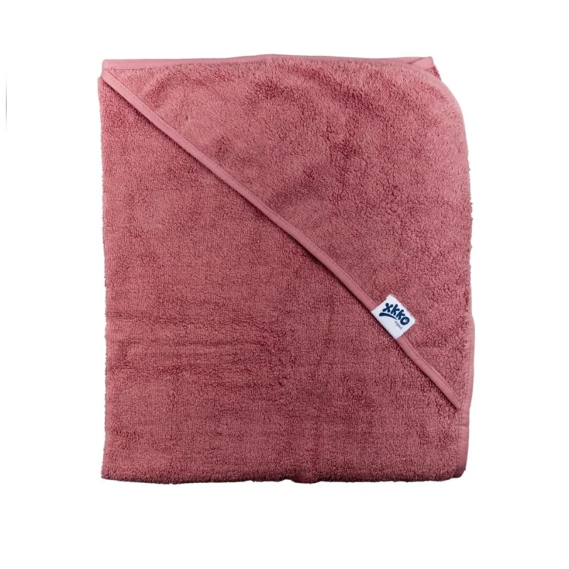 XKKO Organic BIO bavlnená froté osuška s kapucňou 90x90 Mesa Rose