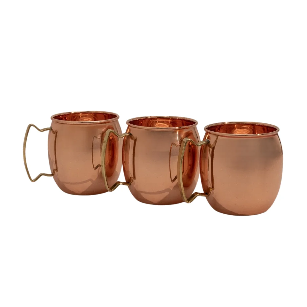 Sada 3 hladkých hrnčekov z čistej medi – 3 x 470 ml