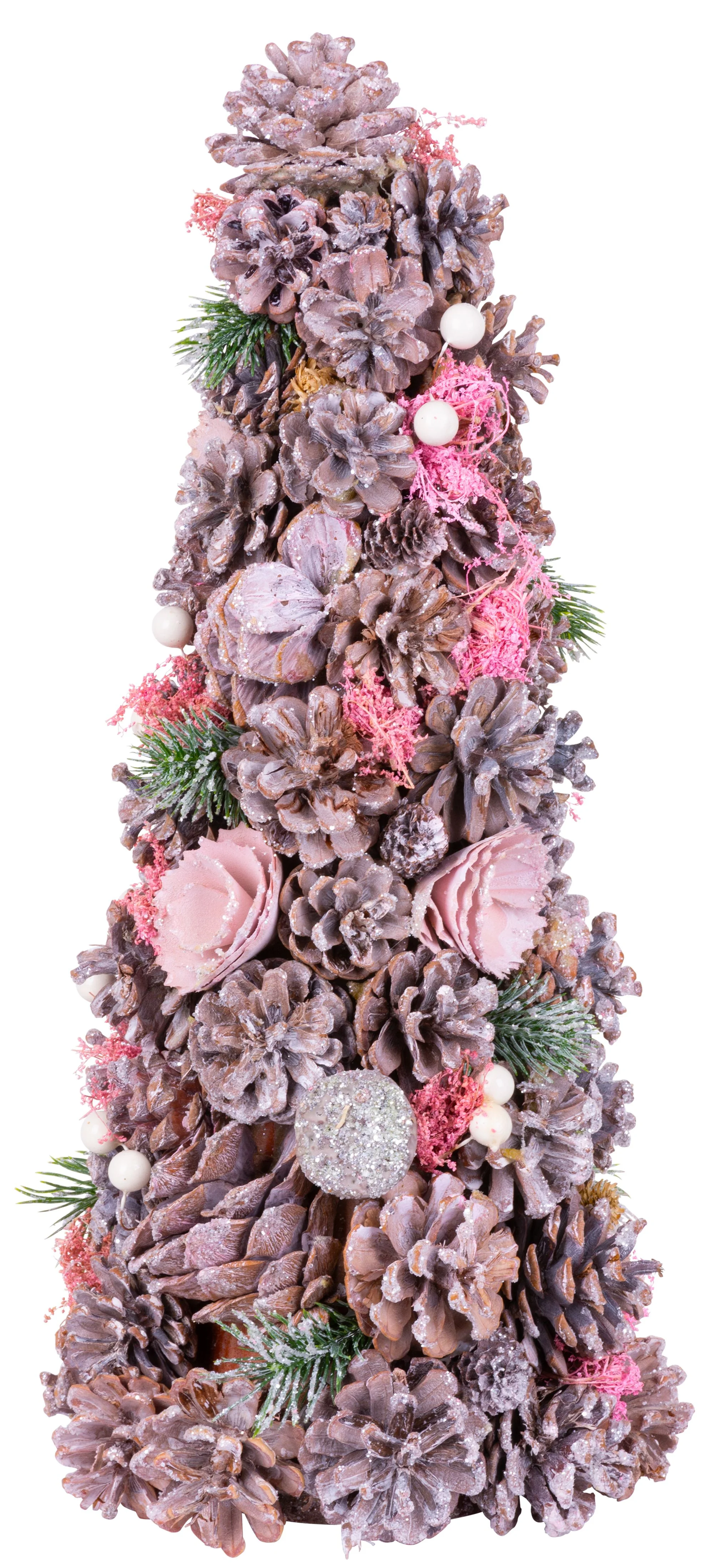 MagicHome vianočný stromček, balenie 2 ks Ozdobený, ružový, 40 cm