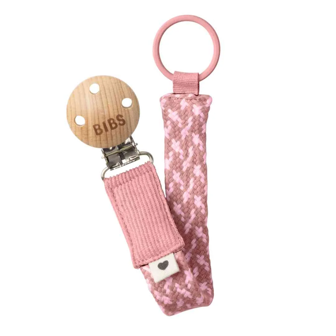 BIBS Paci Braid klip na cumlík, Dusty Pink / Baby Pink 1×1ks, klip na cumlík pink