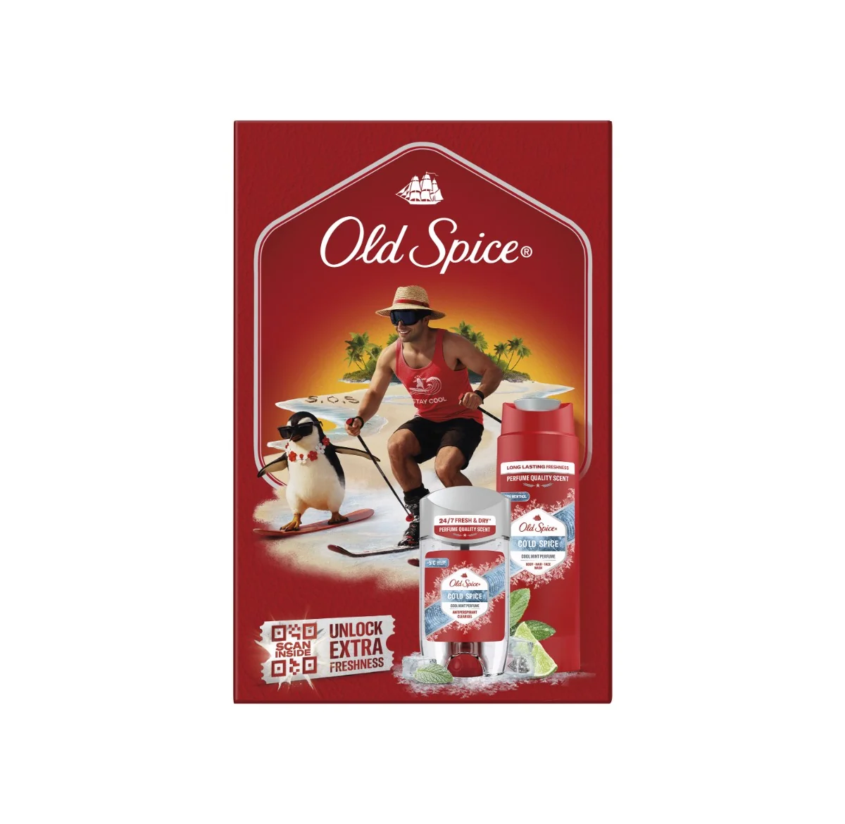 Old Spice darčeková sada Ski s antiperspirantom Clear Gel a sprchovým gélom Cold Spice 1 set