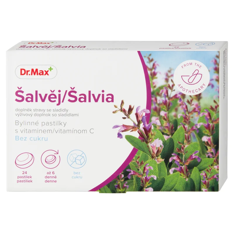 Dr. Max Šalvia, bylinné pastilky bez cukru 1×24 ks, pastilky