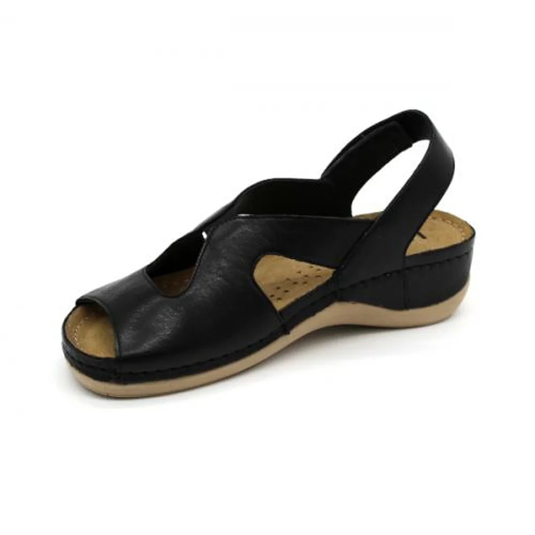 Leon 924 Zdravotne celokožené sandále 38 - 24cm, čierna, 4,5 cm