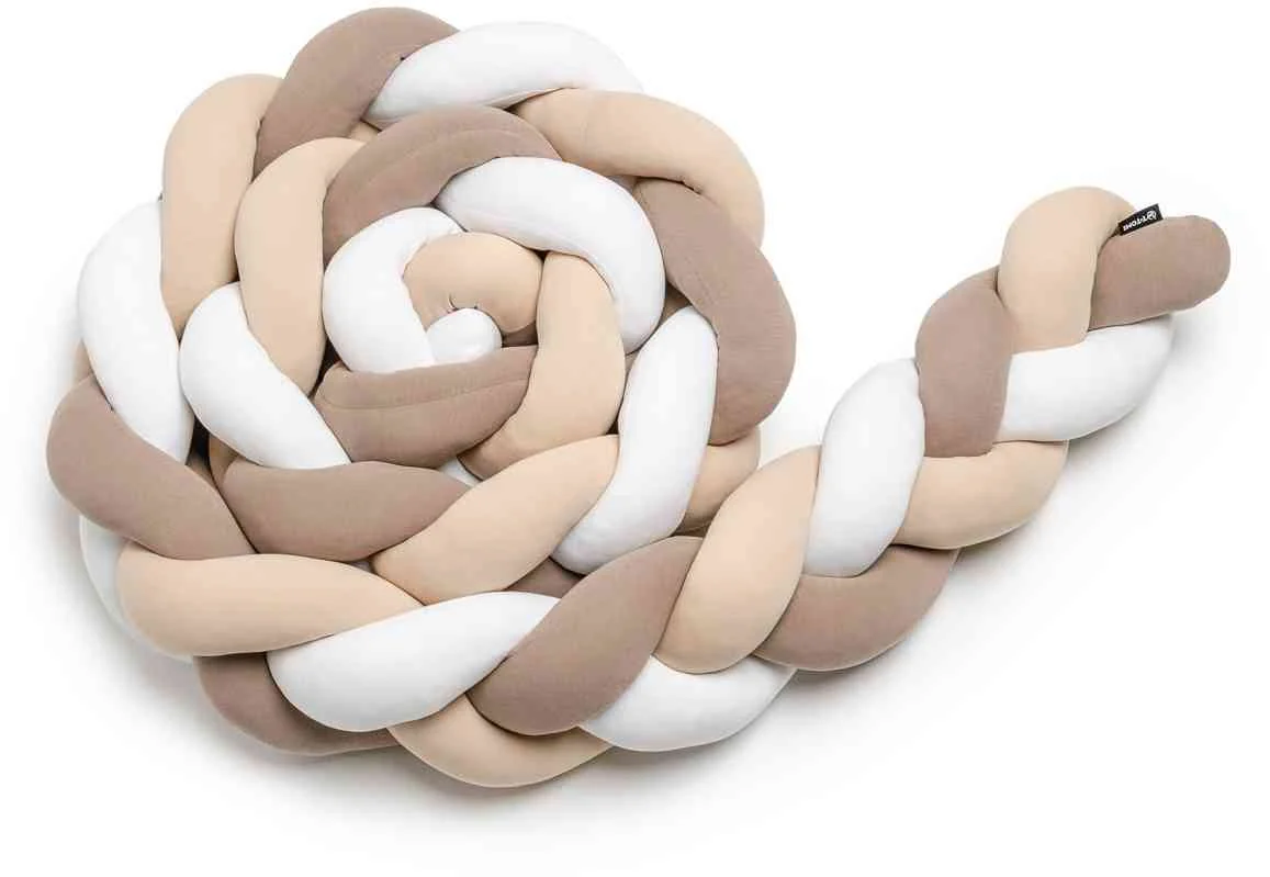 T-TOMI Pletený mantinel 180 cm White + Beige + Mocca 1×1 ks, pletený manitinel