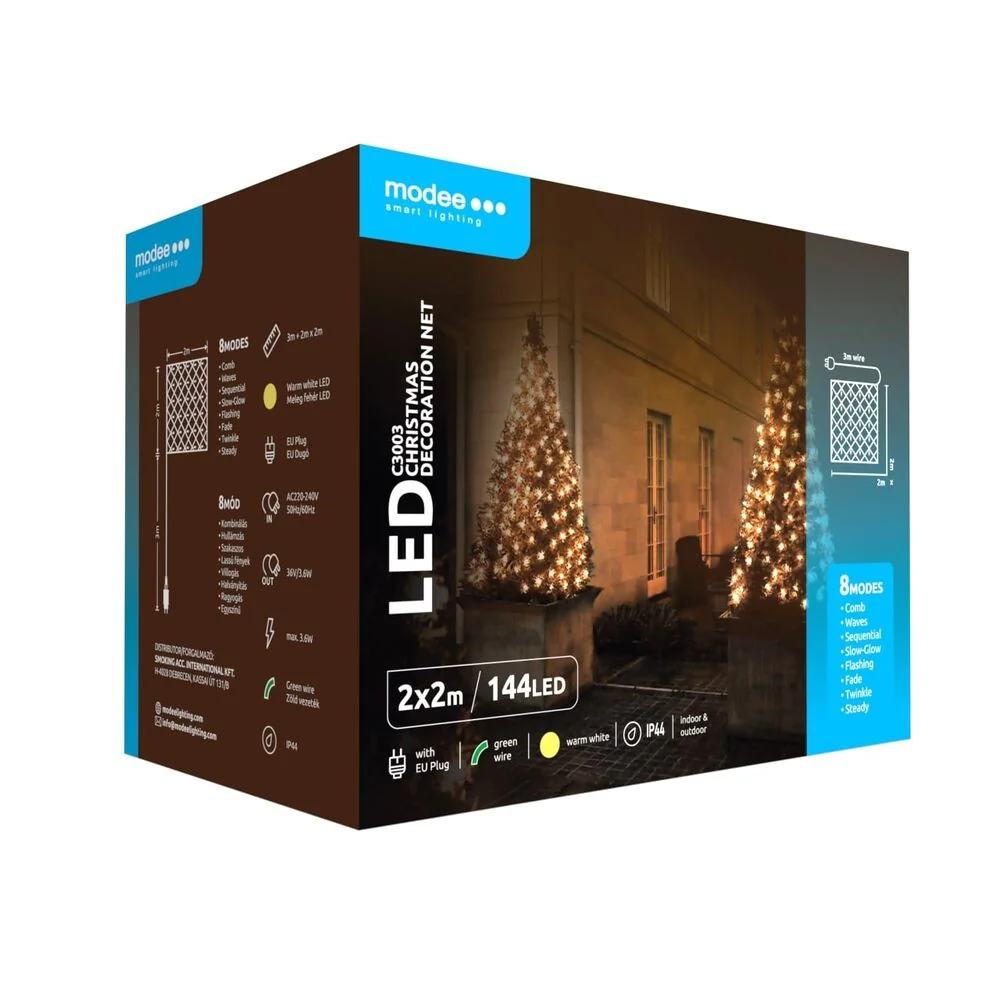 Modee Lighting LED dekorácia 144 LED teplá biela sieť 2x2m